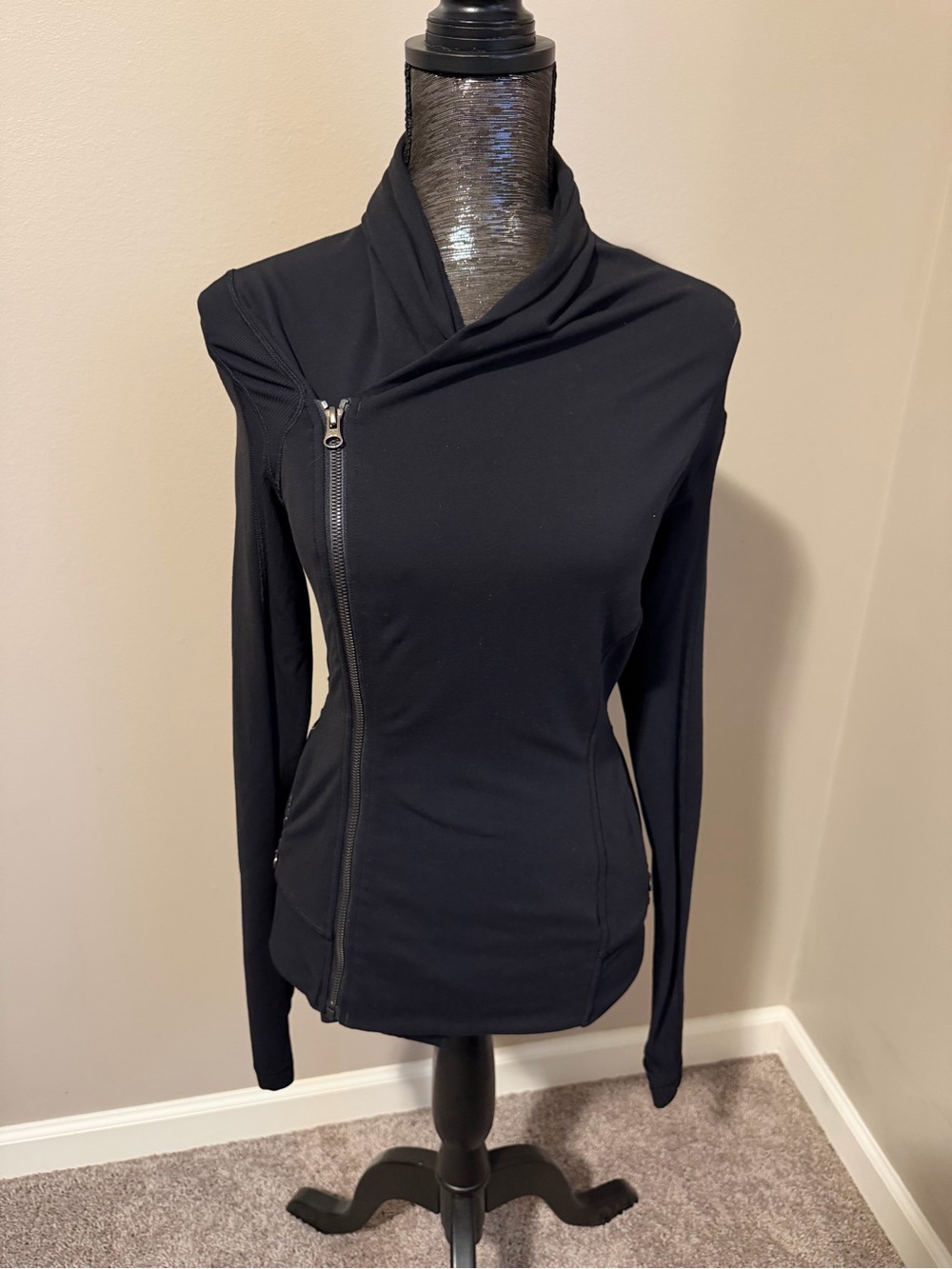 lululemon athletica Black Asymmetrical Zip Hoodie Top